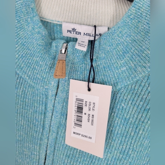 Peter Millar Cashmere Linen 1/4 Zip Pullover Size M New - Picture 3 of 4